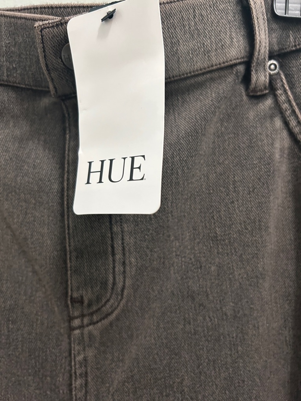 HUE Women's High-Rise Flare Jeans in Charcoal - Picture 2 of 5